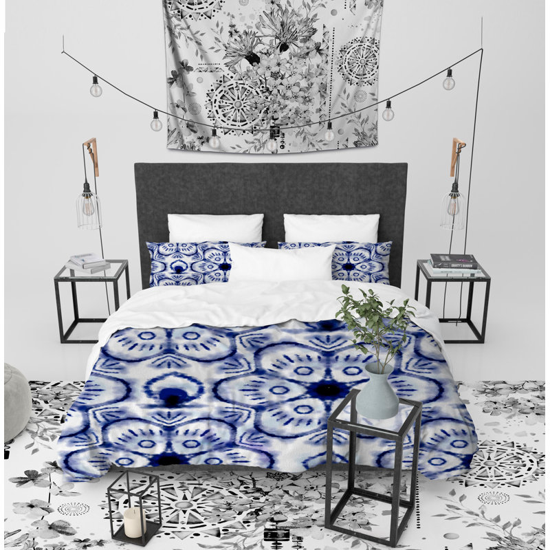 Shibori Scape Polyester Twill Duvet Cover, King Duvet Cover + 2 Pillow Cases