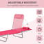 Chaise de piscine portative, rose, avec dossier inclinable et siège en filet