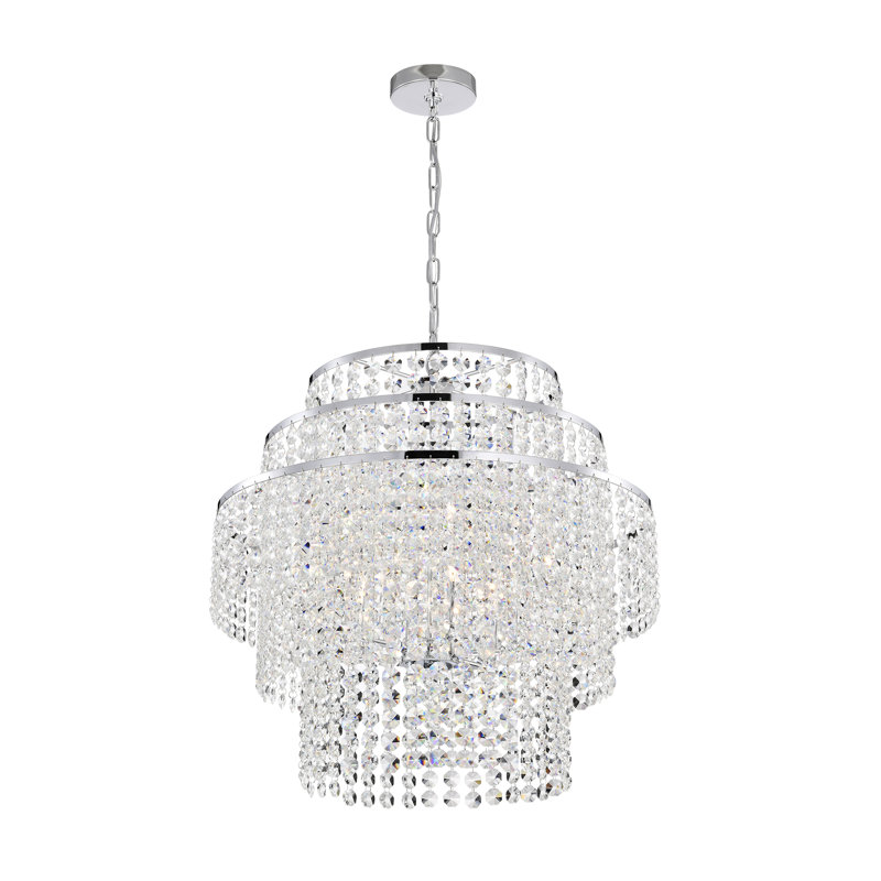 Hythe Dimmable Tiered Chandelier, Chrome, 25" H x 24" W x 24" D