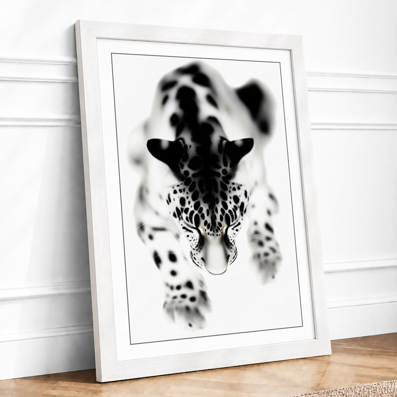 Snow Leopard Gaze Modern 1 Piece Single Picture Frame Wall Art, A1 - 84.1 x 59.4 cm, White