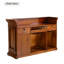 Bureau de réception traditionnel en bois massif, finition noyer foncé avec motif en relief