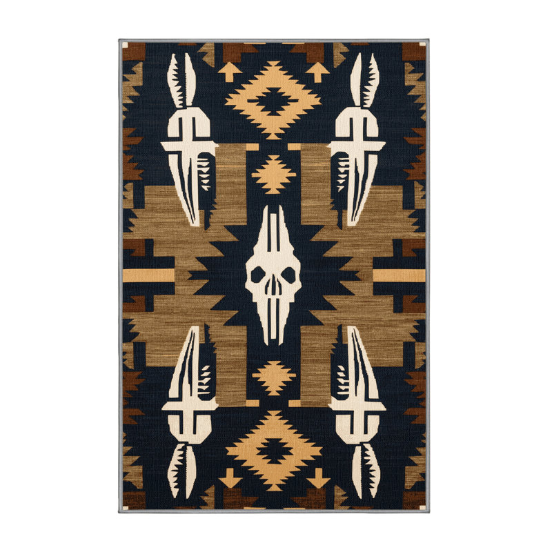  Tapis lavable Skull and Bones Southwestern, Rectangulaire 2 pi x 3 pi
