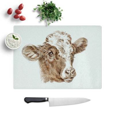 Tempered Glass Cow Calf Chopping Board