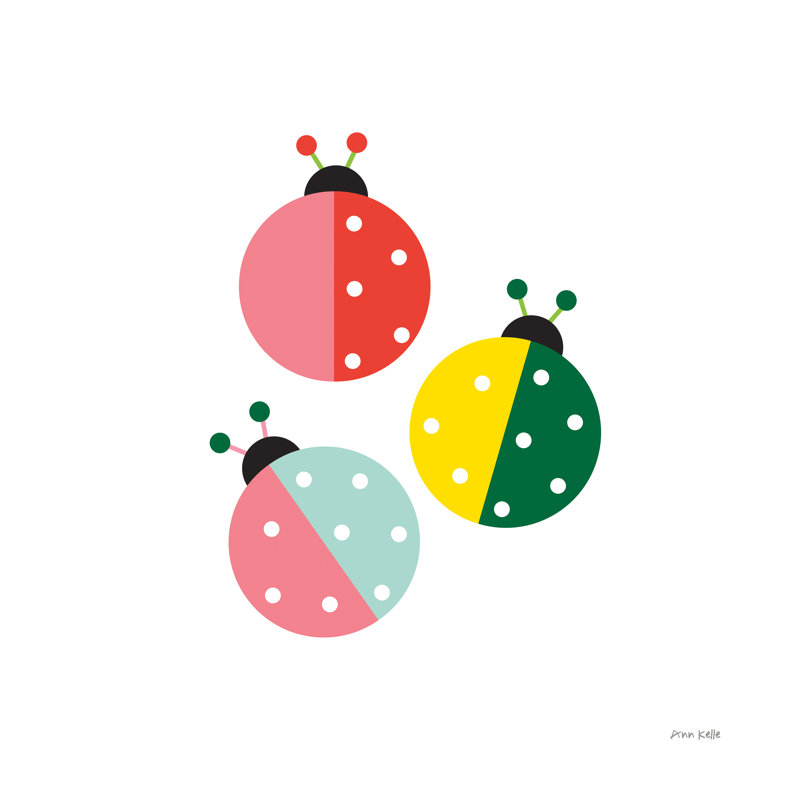 Ladybugs Three by Ann Kelle - Wrapped Canvas Print, 76cm H x 76cm W