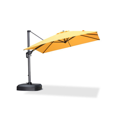 8' X 8' Patio Umbrella with Base for Pool 7' High Offset Outdoor Cantilever Umbrella Swimming Pool Umbrella with 360°Rotation for Poolside