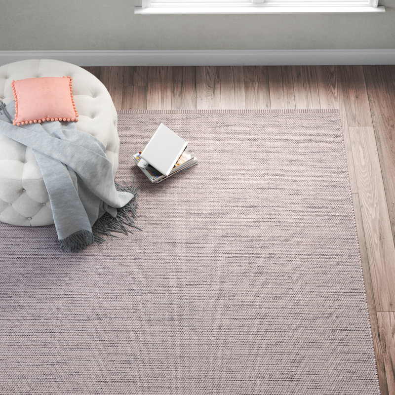 Handmade Flatweave Cotton Area Rug in Beige / Ivory, Round 6'