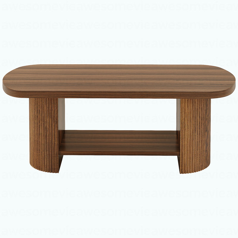 Table basse 45 po, table de bout moderne ovale à 2 niveaux avec rangement