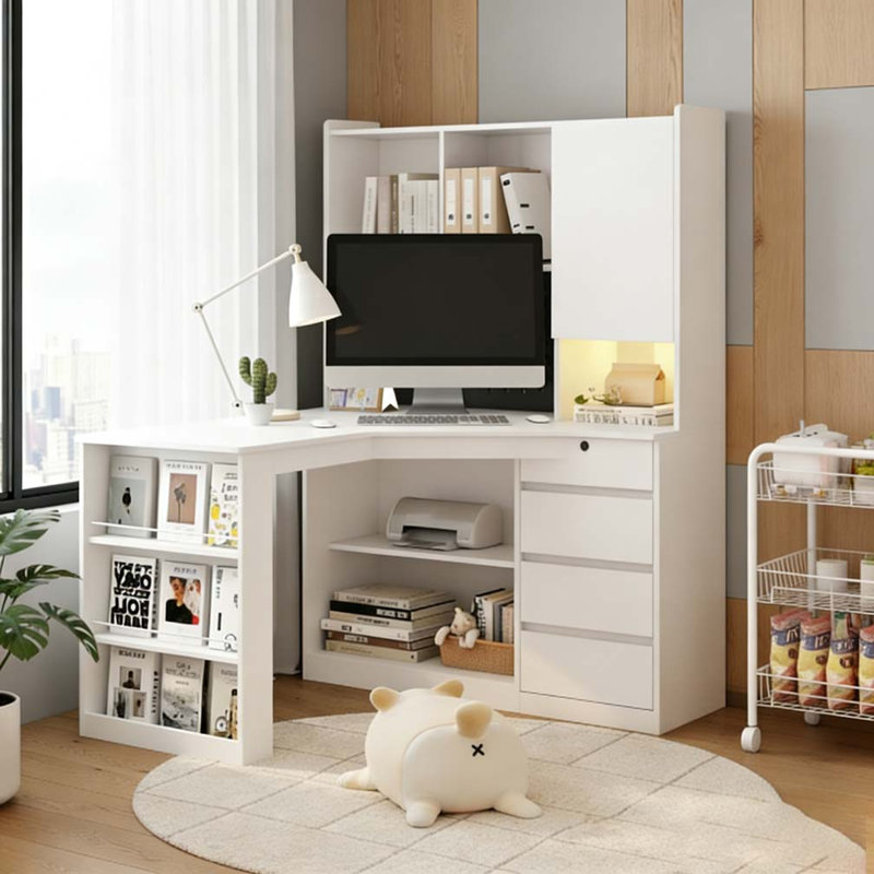 Bureau en L, Blanc 3