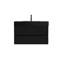 Meuble-lavabo de salle de bain avec charnières noires, structure en noyer moderne à fixation murale, solution de rangement-857466514