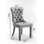 Collection, ensemble de 2 chaises de salle à manger capitonnées en bois massif de style contemporain avec garniture cloutée et pieds en bois, gris, SW6801BG