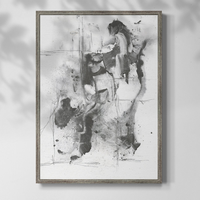 Graphite abstrait I, reproduction encadrée - bois massif, H 11 po x l 9 po