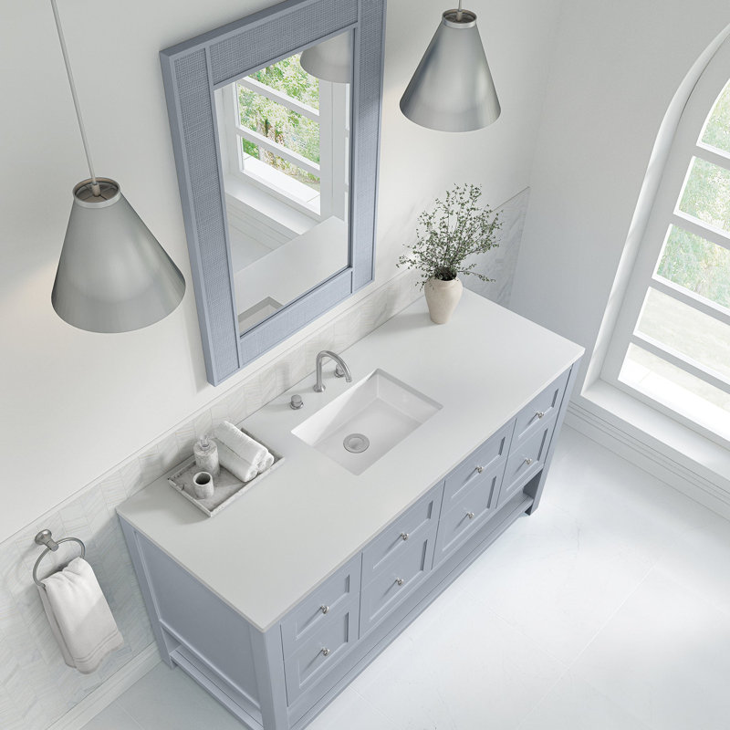 Breckenridge 60'' W Single Vanity, Serenity Blue, White Zeus, Widespread