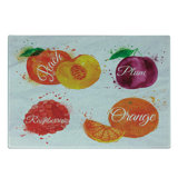 Ambesonne Fruit Tempered Glass Cutting Board Peach Raspberry and Plum Multicolor