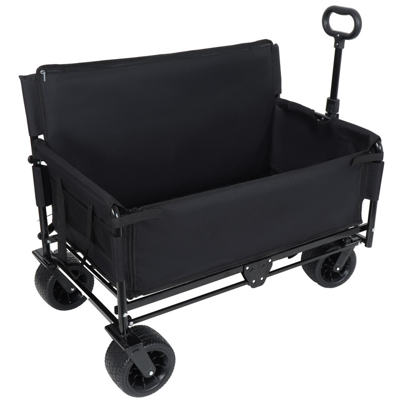 Chariot de chariot pliant convertible 3-en-1 avec banc et rangement - Chariot utilitaire robuste de 500 lb, Noir