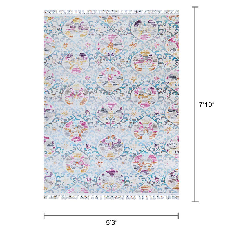 Tapis bleu Marlana, Rectangle 5 pi 3 po x 7 pi 10 po