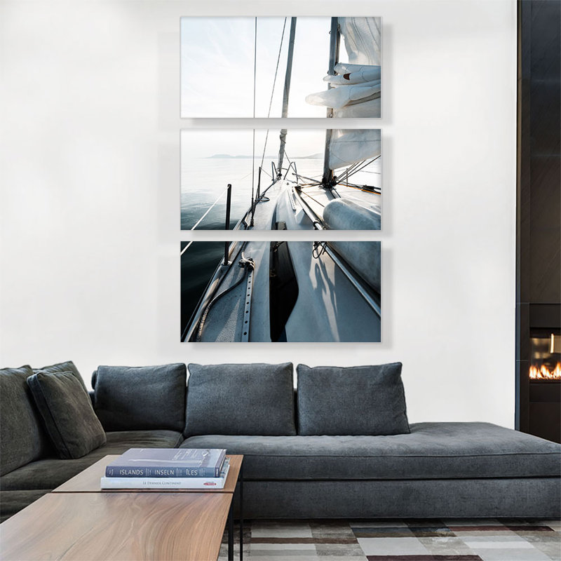 " Boat In Ocean Home Decor ", 60" H x 40" W x 1.5" D