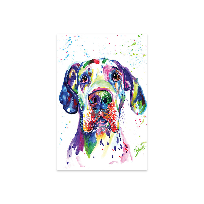 «Colorful Great Dane» par Yubis Guzman - impression non encadrée, H 24 po x l 16 po x P 0,25 po