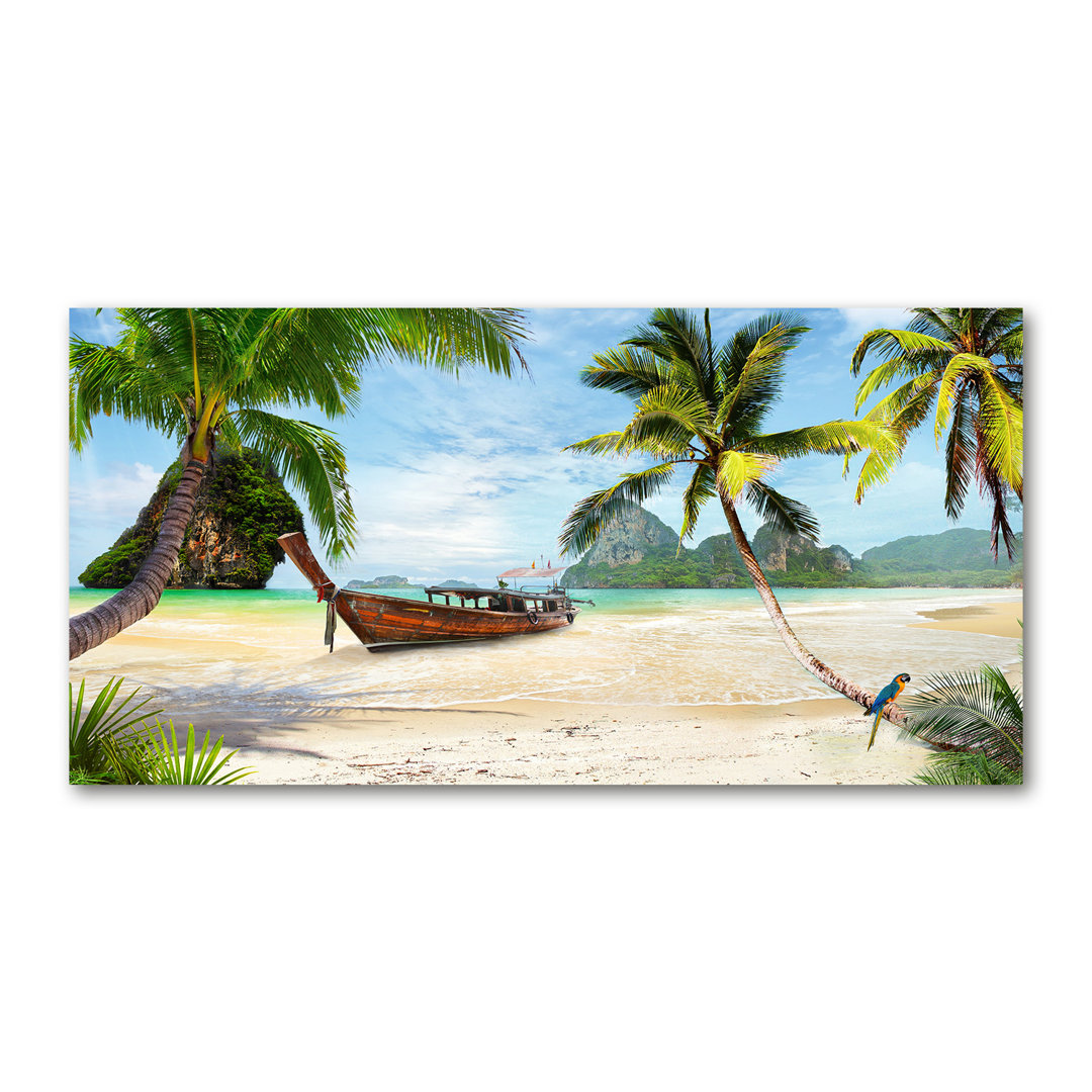 Leinwanddruck - Wandkunst - Drucke auf Leinwand - 140X70 Bild Bildthema: Palmen auf Leinwand Der Strand