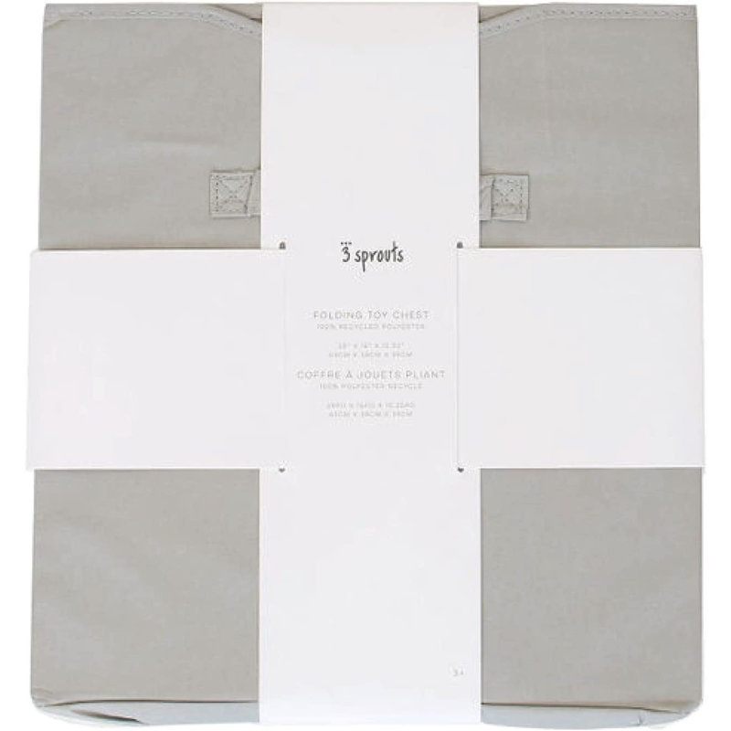 3 Sprouts - Recycled Fabric Storage Chest with Lid, Light Grey