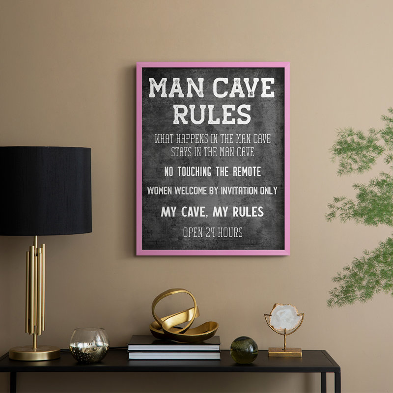 Man Cave Rules Framed Print - Solid Wood
