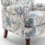Fauteuil rembourré floral bleu avec structure en pin et courbé pour le confort de la chambre à coucher