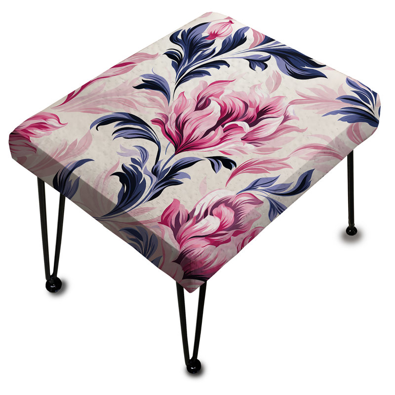 Repose-pieds rose et bleu avec ikat