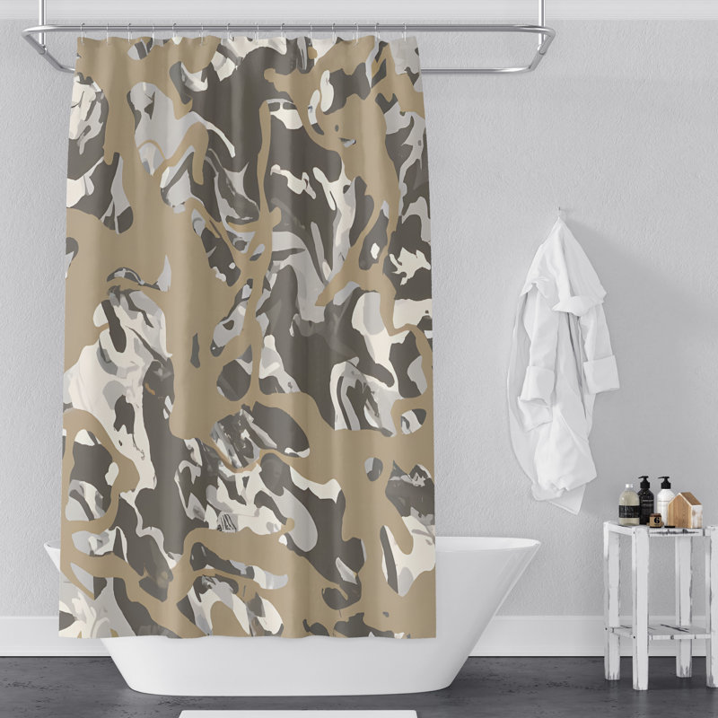 Rideau de douche Deokaran, H 83 po x l 70 po, Tan/Grey