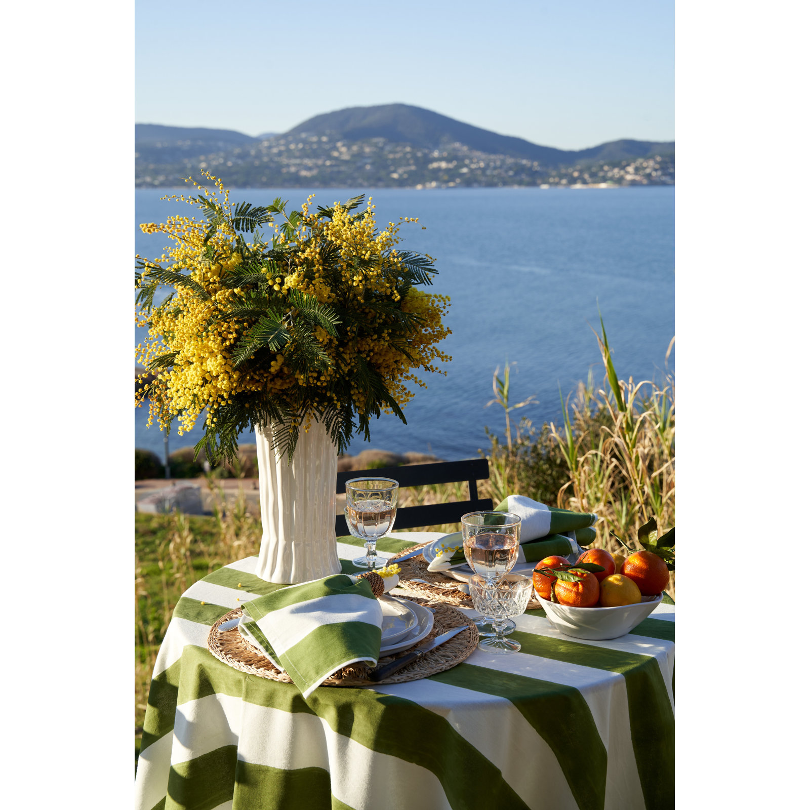 Brezhane Striped Independence Day Tablecloth, 71" Square, Vert