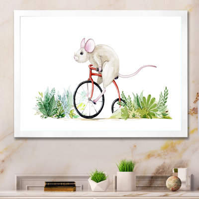 Mignonne petite souris chevauchant un motard II - impression sur toile tendue