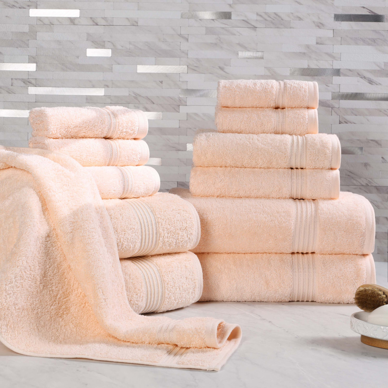 Guadlupe 12-Piece Egyptian Cotton Towel Set, Peach