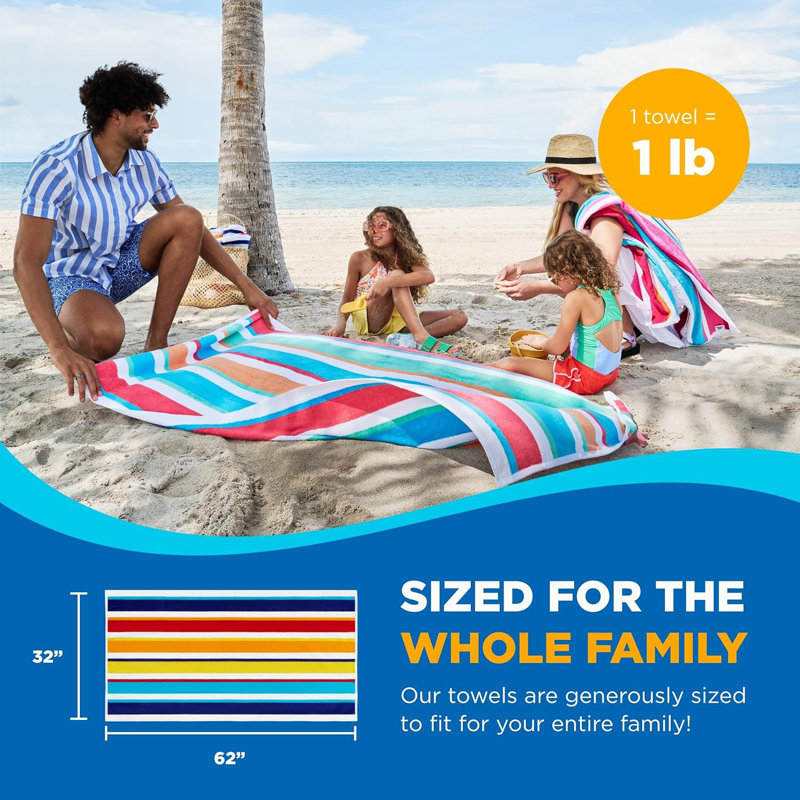 Breean Oversized Velour Beach Towels | 100% Cotton 32"x62" Case Pack