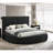 1pc Unique Round Plush Black Velvet Button-Tufted Detailing Storage Bed-979590756