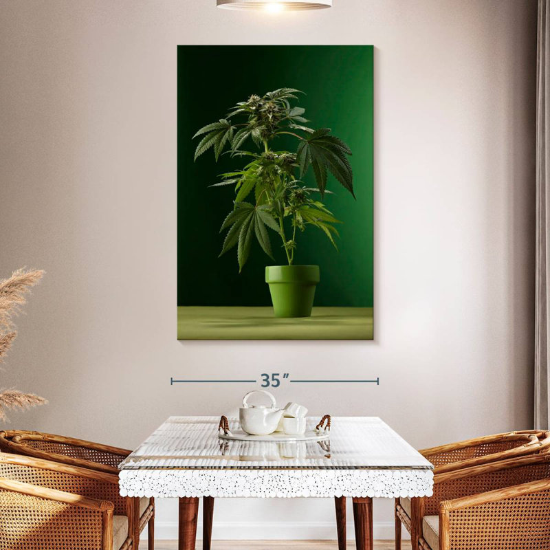 Potted Marijuana Plant, 36" H x 24" W