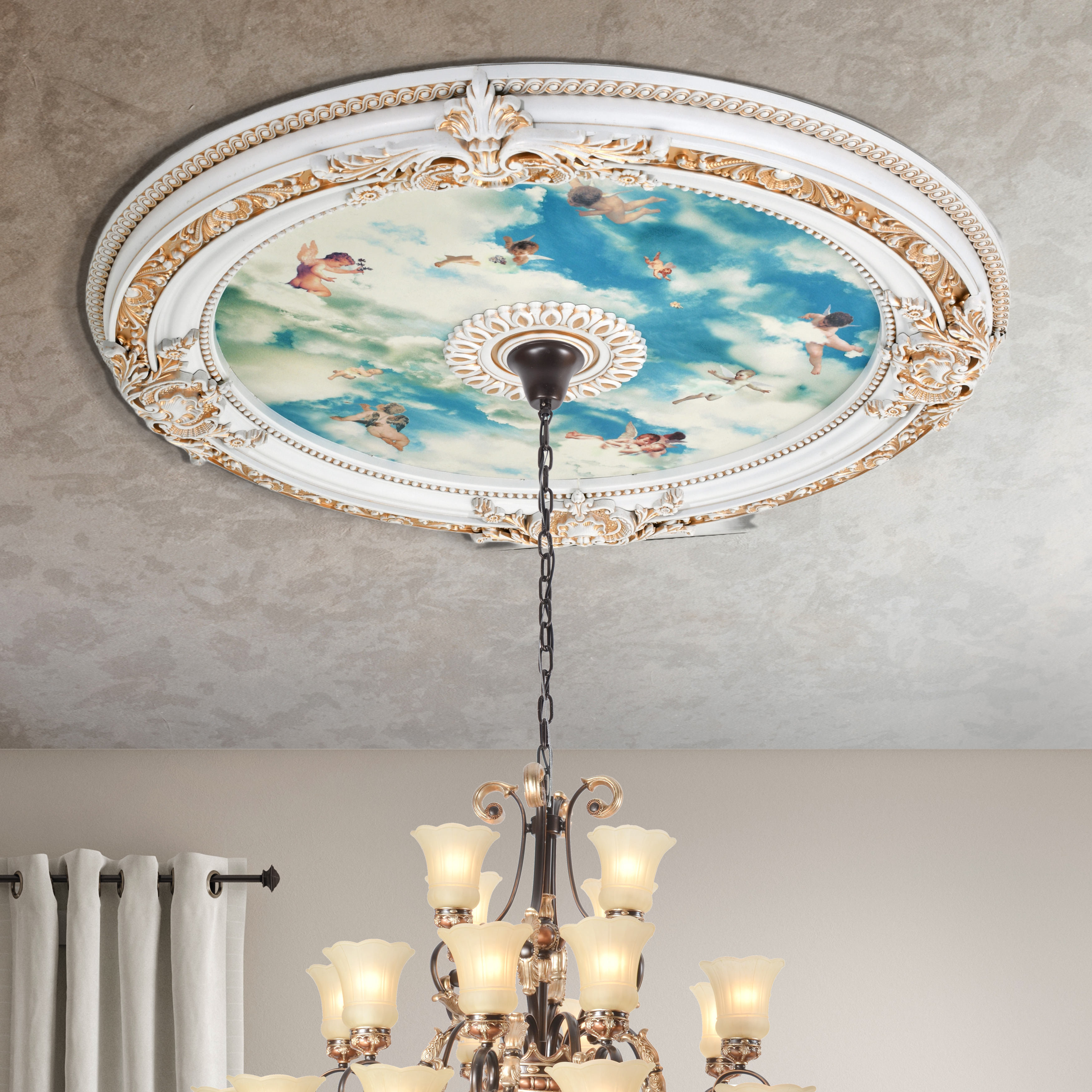 Curated visual reference: Picture Idea: Afd Home White Blue Sky Cherub 35 50 Inch Chandelier
