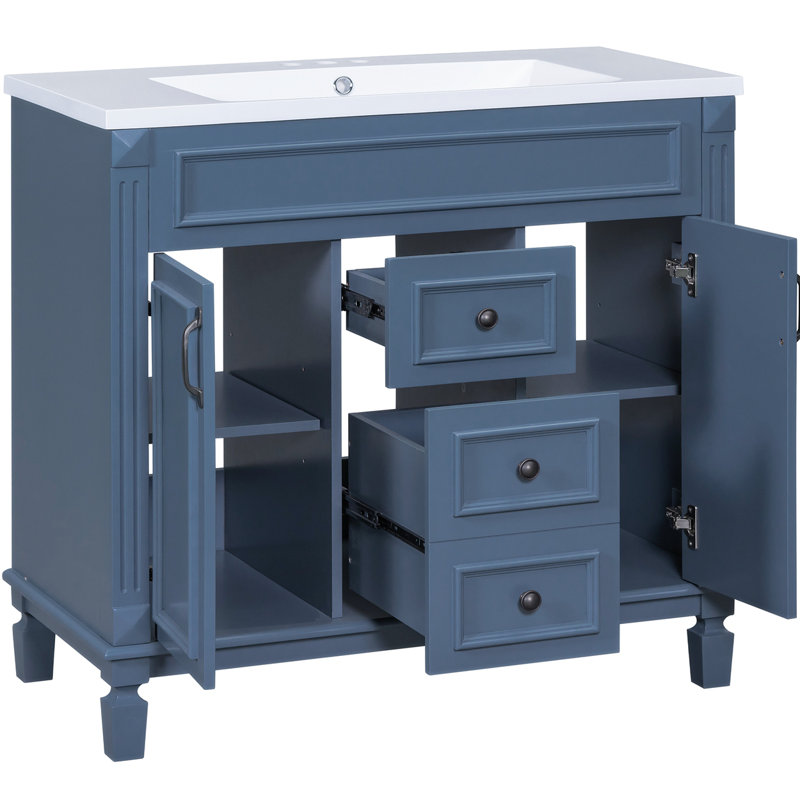 Meuble-lavabo avec rangement en résine 35,99 po, Bleu