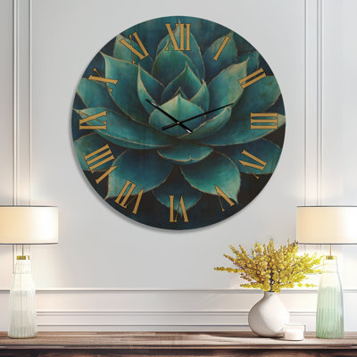 Horloge murale en bois massif Blue Agave Star - Southwestern