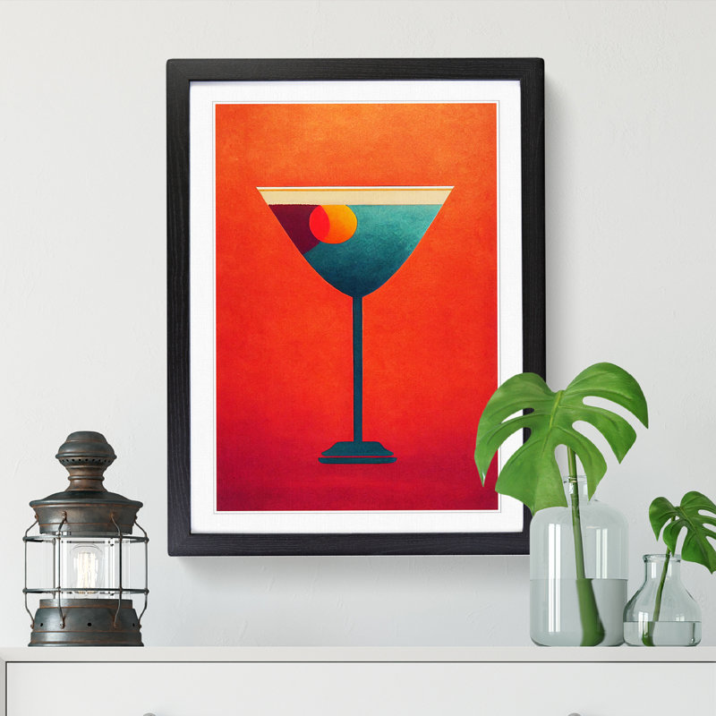Simple Cocktail - Single Picture Frame Print, Black, 64cm H x 46cm W x 2cm D