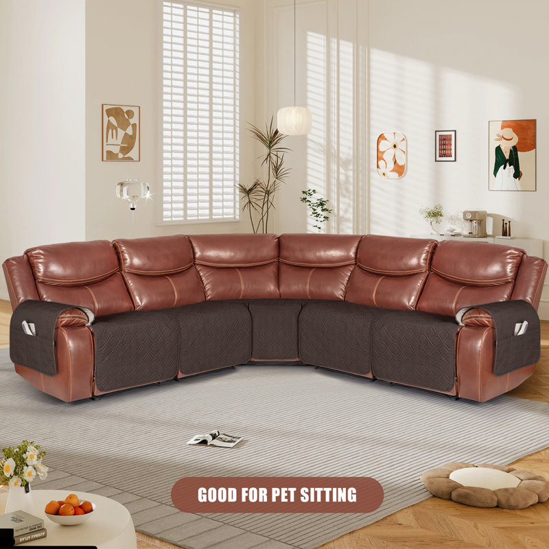 Kyrstie Waterproof 5-Pieces Reclining Sectional Sofa Slipcovers- Extra Large Recliner Sofa Covers for L Shape Couch with Pocket-Box Cushion Corner Sectional Slipcovers