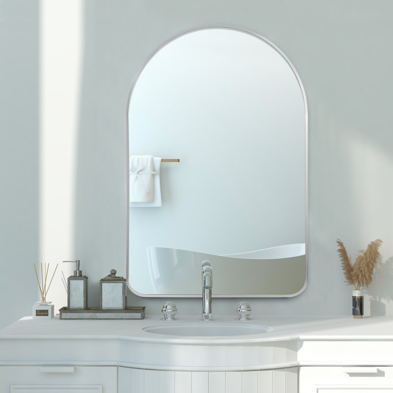 Metal Arch Wall Mirror, Silver