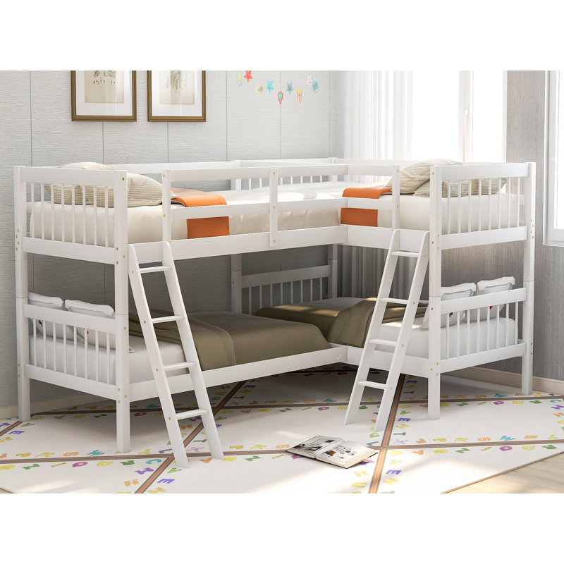 Abigel Kids Twin Over Twin Bunk Bed, White