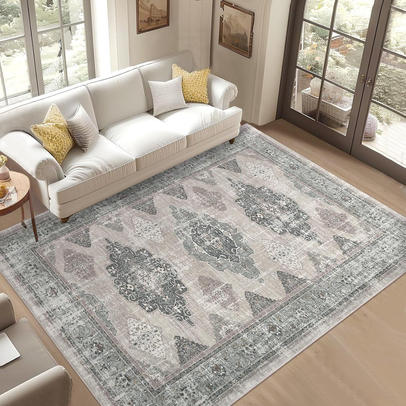 Tapis d'intérieur rétro 5 x 7 po, Rectangle 9 pi x 12 pi