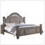 Grand lit à panneau 1pc, style contemporain, mobilier de chambre gris à motif floral formel dans la tête de lit