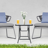 Edelberto Square Glass Outdoor Folding Bistro Table