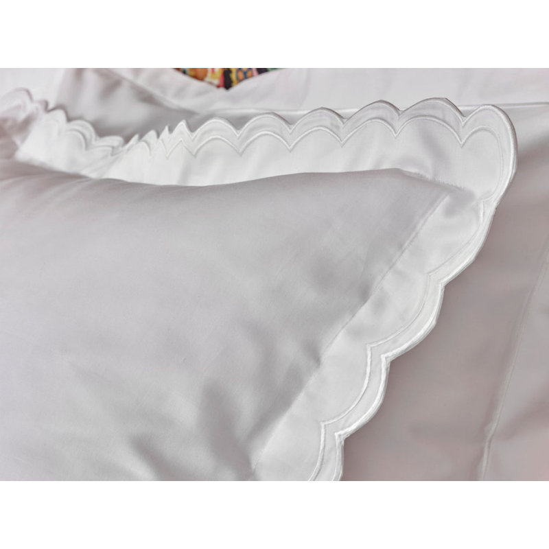 Scallop Edge Luxury Pillowcase Pair, Standard Pillowcase, White