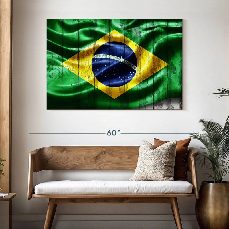 Grunge Wood Brazil Flag