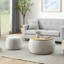 Repose-pieds rond avec rangement, fonction 2 en 1, table de bout et repose-pieds, avec petit siège, gris clair (25 po x 25 po x 14,7 po)-129933634