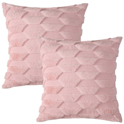 Housse de coussin en fourrure brodée - Hexagone