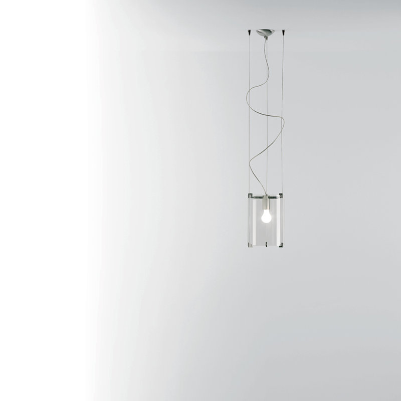 1 - Light Cylinder Pendant, Crystal, Nickel