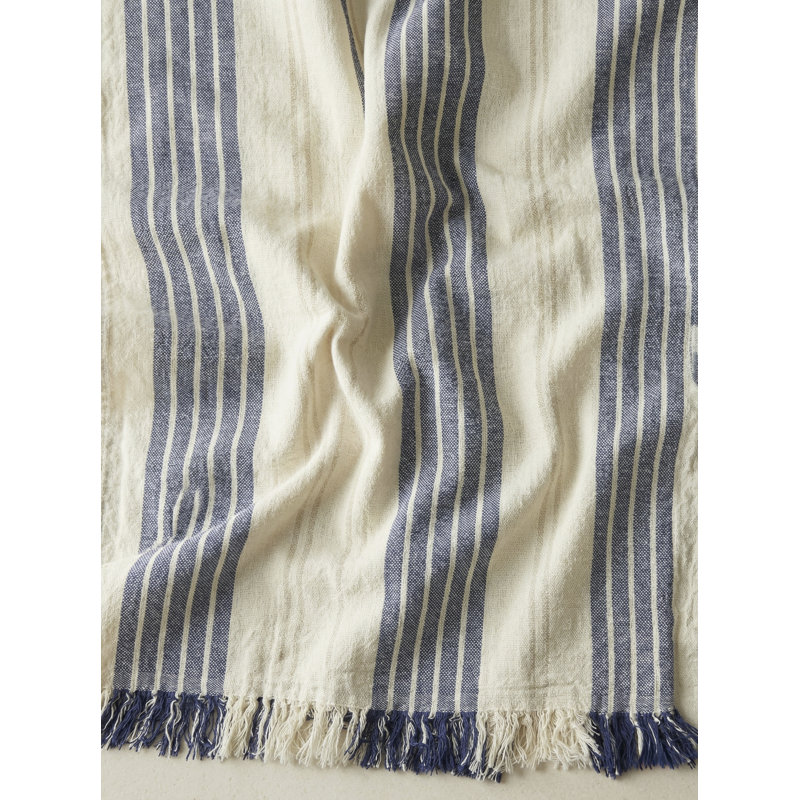 Green Newport Stripe Turkish Cotton Towel, Navy Blue