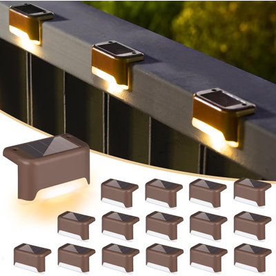 16-Pack Solar Deck Lights Outdoor, Waterproof LED Step Lights, Warm White Solar Stair Lights for Deck, Fence, Patio, Yard & Pathway